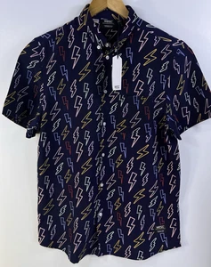 Nueva Camisa Wesc Para Hombre Mediana Relámpago Multicolor Manga Corta Bolsillo Abotonado - Imagen 1 de 6
