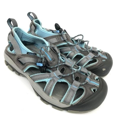 Sandalias de senderismo Keen Whisper Fisherman con tiras punta cerrada gris azul talla 7 Foto 1 de 4