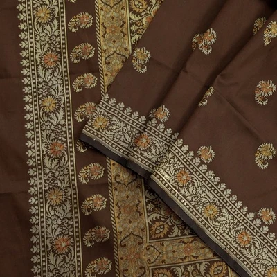 De colección Marrón Dupatta Estola Larga Seda Pura Tejida a Mano Bufandas Velo Bufanda Envoltura Foto 1 de 4