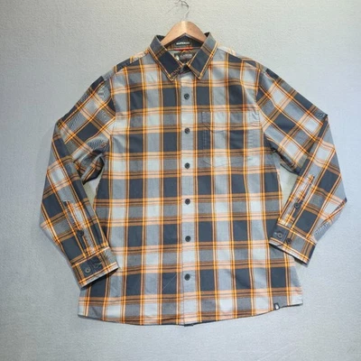 Duluth Untucked Alaskan Hardgear Orange/Gray Plaid Button Down Shirt Size Large - Image 1 of 4
