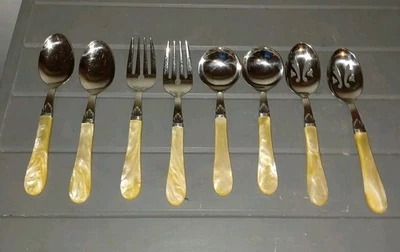 Juego de 8 PIEZAS MIKASA ACERO INOXIDABLE 18/10 para servir anfitriona Japón madreperla Foto 1 de 4