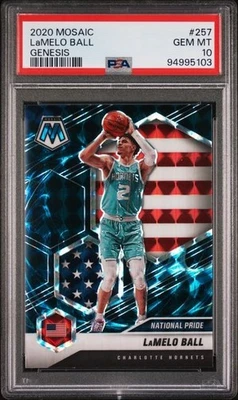 Balón LaMelo Panini Mosaic Genesis #257 2020-21: Charlotte Hornets PSA 10 Foto 1 de 2