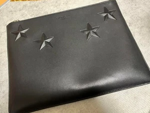 Givenchy Star Logo Clutch Tasche schwarz Leder Dokumententasche Etui gebraucht echt - Bild 1 von 5