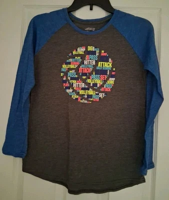 "Bcg" Girls Tshirt, Size Xl (16), Volleyball Theme, Gray, Blue 3/4 Sleeves - Image 1 of 4