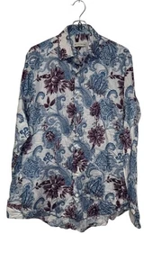 ETRO Camicia Uomo Abito Vintage Manica Lunga Floreale Stampa Paisley Bottoni Taglia 39 - Foto 1 di 9