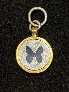 WAXING POETIC STERLING SILVER & BRASS SILHOUETTE BUTTERFLY DANGLE PENDANT /CHARM - Picture 1 of 4