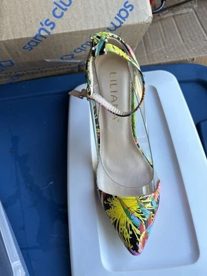 Красивые разноцветные туфли на высоком каблуке размер 7 - Изображение 1 из 4