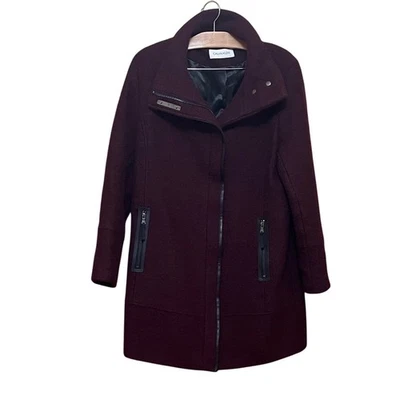 Calvin Klein Women's Burgundy Wool Blend Coat XL/TG - Image 1 of 4