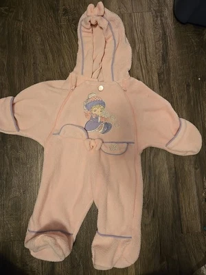 Sz 0- 3 Months Baby Fleece Snowsuit Precious Moments Vtg 00s One Piece Outfit - Image 1 of 4