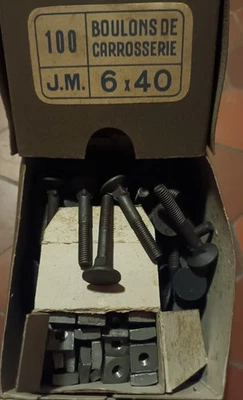 Boulon de carrosserie M6 x 40 mm Charron Véhicule Ancien Tacot Calèche  - Photo 1/3