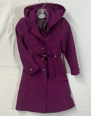 Abrigo Rothschild Lana Cinturón Guisante Niño Talla 8 Cinturón Capucha Púrpura Fucsia Ropa Exterior Foto 1 de 4