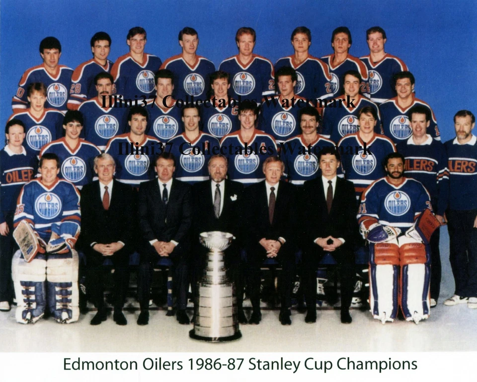 Foto de 8x10 del equipo de campeones de la Copa Stanley de los Edmonton Oilers 1986-87 Foto 1 de 1
