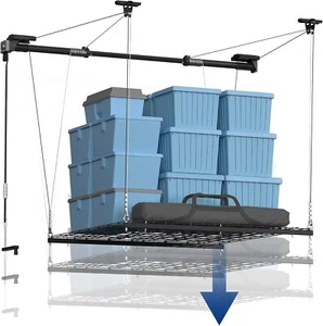 GL1 Overhead Garage Lifting Storage Rack 4x4 Ft Heavy Duty Metal Garage Ceiling - Picture 1 of 7