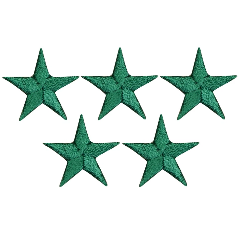 Parche con apliques de estrellas - Insignia de estrella bordada verde 7/8" (paquete de 5, pequeño, planchado) Foto 1 de 1