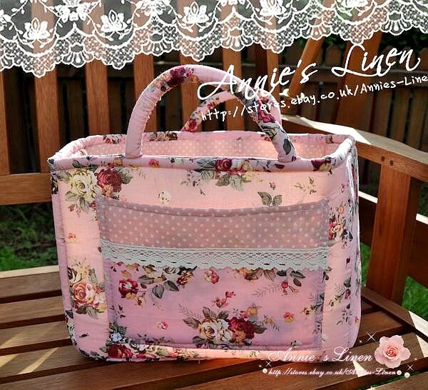 Handmade Quilted Coral Pink Laura Ashley Fa Storage/Laundry/Nursery Basket/Bag