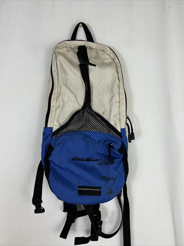 Mochila de hidratação Eddie Bauer bege azul sem bexiga 2 litros caminhada ciclismo H2o - Imagem 1 de 4