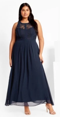 City Chic Plus Size XL French Navy Panelled Bodice Sleeveless Racerback Dress - image 1 of 4