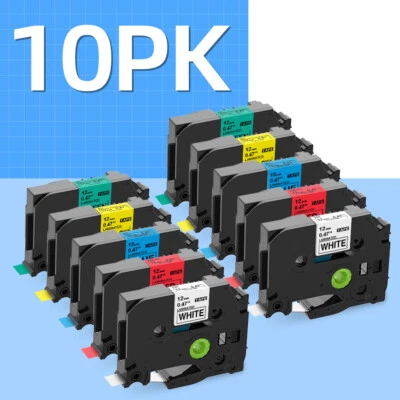 FRESHWORLD 10Pk TZ-231 TZe-231 PT-D210 Compatible Label Maker Tape 12mm for Brother P-Touch