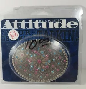 Montana silver Smith attitude pink and blue fully bling belt buckle A262 4x3 - Picture 1 of 12
