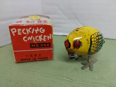 Vintage Pecking Chicken Wind Up Tin Toy China MS006 Without Key But With Box - Image 1 of 4