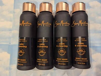 LOTE (4) JABÓN NEGRO AFRICANO HIDRATANTE KARITÉ CALMANTE Y LIMPIADOR GEL DE BAÑO 18 FL OZ Foto 1 de 4