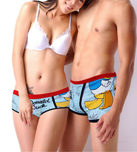Disney Underpants Underwear Women Brief Couple Brief Boxer Donald Duck Blue U-53