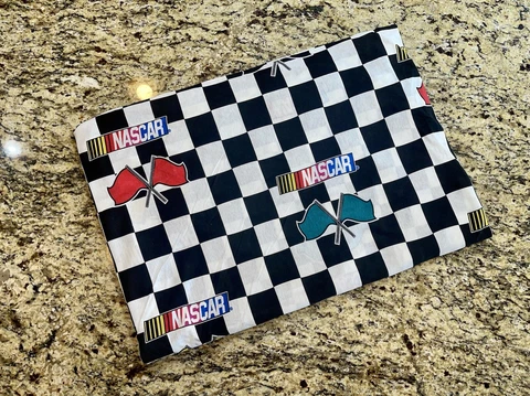 Vintage Dan River NASCAR Checkered Coverlet Blanket TWIN EXC! HTF Cover