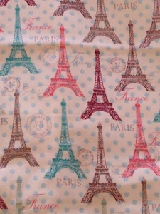 2 yards Eiffel Tower Paris France 100% cotton quilt fabric David Textiles Allen - Picture 1 of 12
