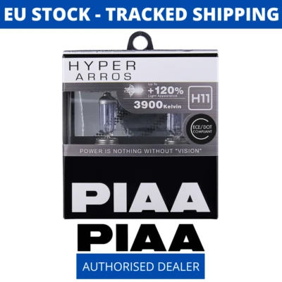 PIAA HYPER ARROS 3900K Car BULBS Up to +120% More light (H11)(HE-906)(Twin Pack) - Image 1 of 3