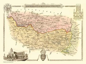 Map of Bath & Bristol Environs 1836 by Thomas Moule 1000 Pc Jigsaw Puzzle (jg) - Picture 1 of 1