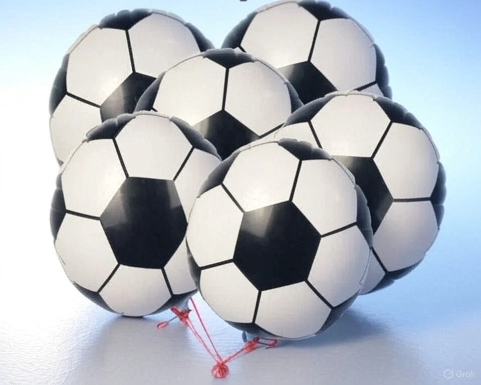 18" Football Print Foil balloons Black White Soccer Theme Birthday Party Decor - Image 1 of 3