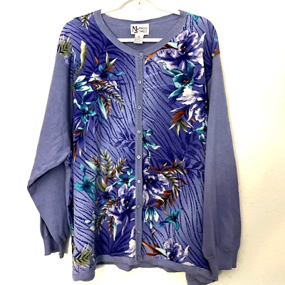 Cárdigan Maggie Sweet Púrpura Lavanda Floral Talla 3X Mangas Largas  Foto 1 de 4