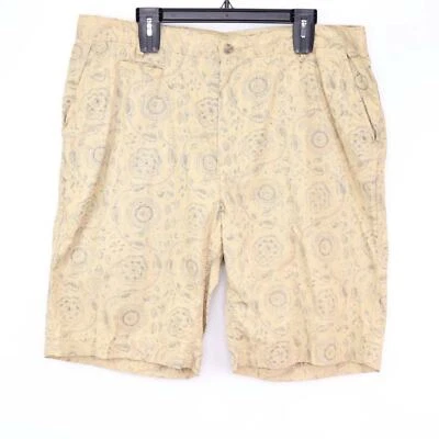 Tre Vero Mens Shorts Beige Geometric Classic Fit Vintage Garment Dyed 36 New - Image 1 of 4