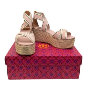 Women's Pink Tory Burch Blush Frieda Espadrille Platform Sandal sz 8 - Picture 1 of 10