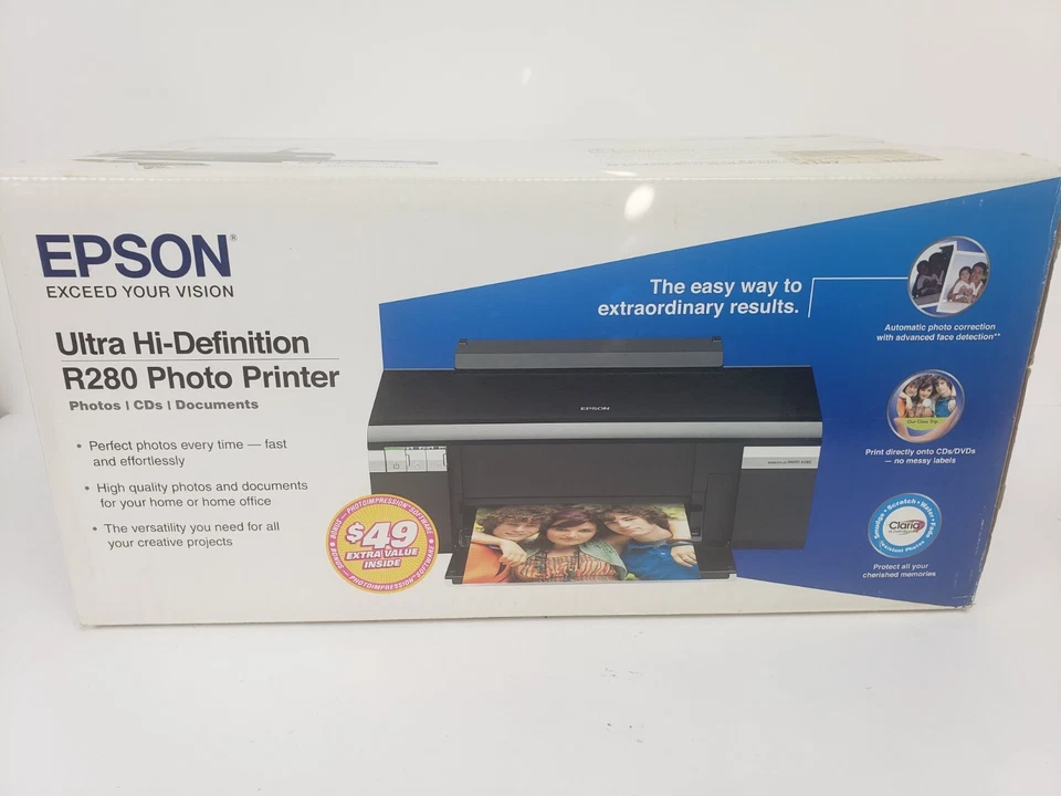 Epson Stylus R280 Ultra Hi-Definition HD Color Inkjet Photo Printer New Unopened - Image 1 of 4