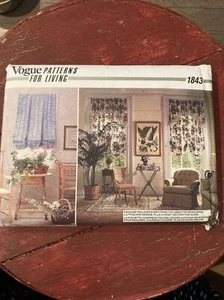 Vogue Patterns For Living 1843 Decorating Curtains Swags 1987 Uncut - Picture 1 of 2