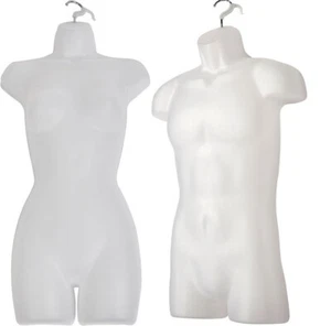 2 formas de torso de exhibición de ropa se adapta a S - L colgante macho hembra maniquí esmerilado - Imagen 1 de 24