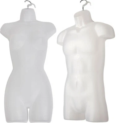 2 formas de torso para exhibición de ropa para maniquí colgante masculino femenino esmerilado S - L Foto 1 de 4