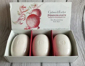 CRABTREE EVELYN POMEGRANATE ARGAN GRAPESEED SKIN REPLENISHING BODY SOAP BARS X 3 - Picture 1 of 4