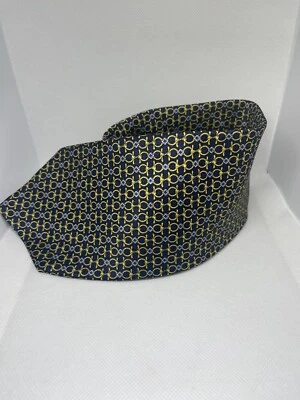 Corbata Viva para hombre dorada, plateada y azul marino 100 % seda Foto 1 de 4