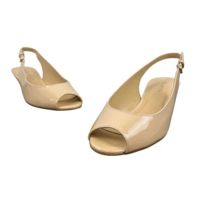 Talbots Mujer Buff Marrón Amarillo Tilley Eslinga Punta abierta Tacón de cuña Talla 11M-Nuevo Foto 1 de 4