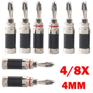 Spina a banana 4/8pz per altoparlante hifi fibra di carbonio rodiata connettore banana - Foto 1 di 17