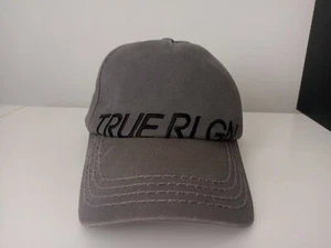 True Religion RLGN Gray Embroidered Cap Strapback Hat 100% Cotton Cut Off Letter - Picture 1 of 6