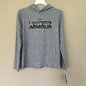 NWT Under Armour Light Weight Stretch Hoodie Boy Youth XL Gray Forrest Mountains - Picture 1 of 7