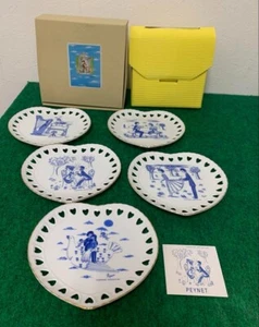 Tamahachi co . , Ltd. Raymond Peynet The Lovers Heart Shaped Cake Plate 5 Set - Picture 1 of 14