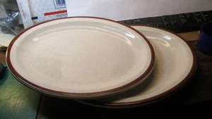 2 Rego E715-21 Brown Rim Speckle 11.75" Restaurant Ware Oval Serving Plates - Picture 1 of 5