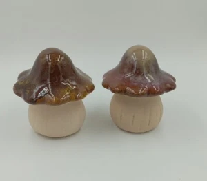 2 Ceramic Drip Glazed  Mushroom Figurine's  garden Home decor 4.5 in  - Picture 1 of 6
