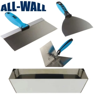 OX Pro Drywall Finish Set w/ Stainless Pan, 6"/12" Joint Knives, Corner Trowel - Picture 1 of 10