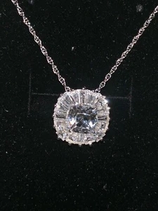 Kay Jewelers Sterling Silver Lab Created White STAR BURST Sapphire Necklace 18” - Picture 1 of 6