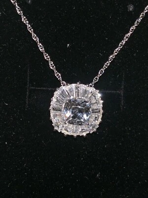 "Collar de zafiro Kay Jewelers de plata esterlina creado en laboratorio blanco STAR BURST 18""" Foto 1 de 4